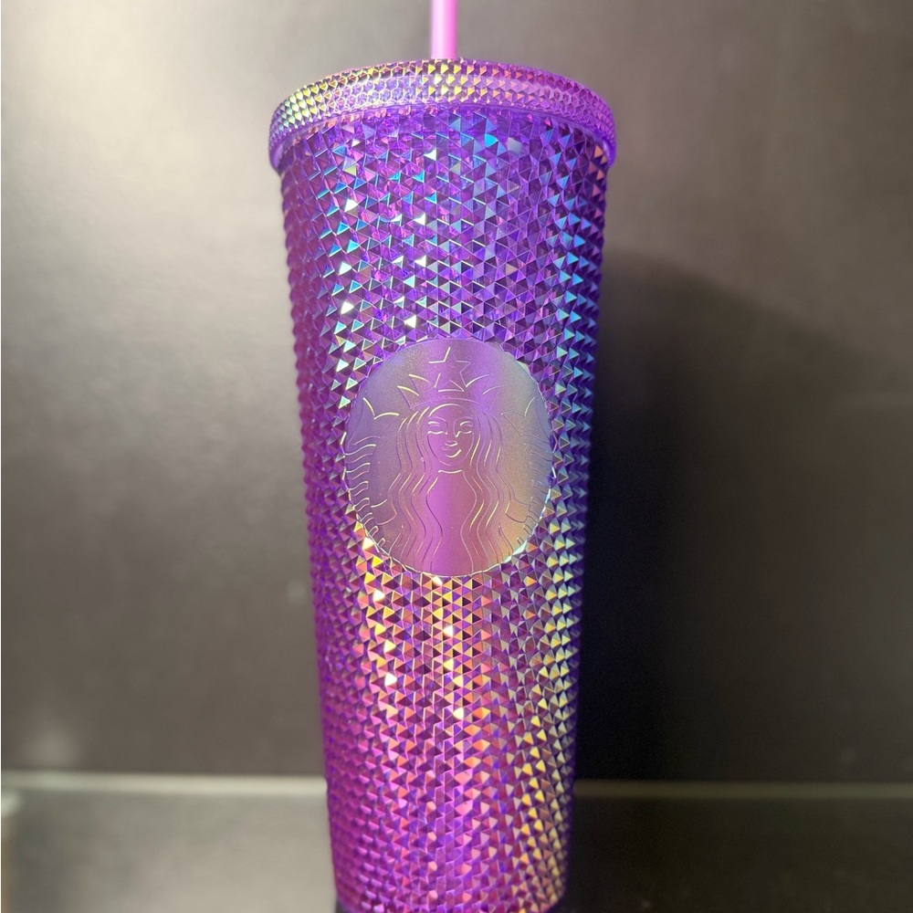 Starbucks Iridescent Purple Studded Tumbler with Pink Straw